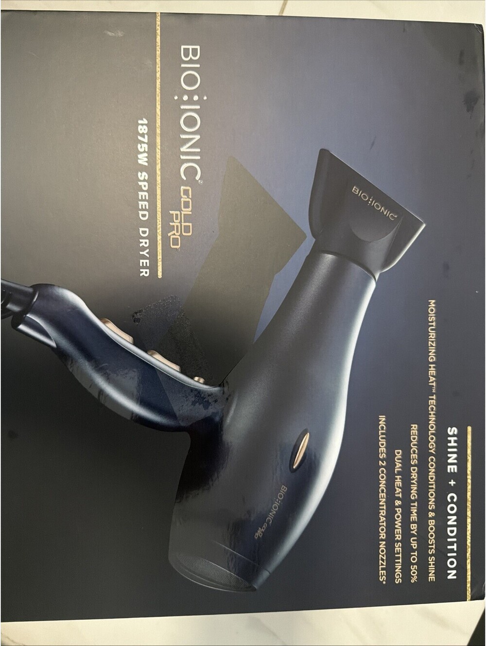 BIO IONIC GoldPro Professional Speed Hair Dryer 1875W new